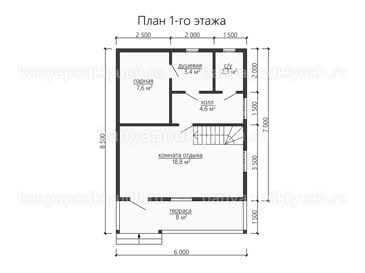 Каркасная баня 8,5x6 м Каркасная баня 8,5x6 м