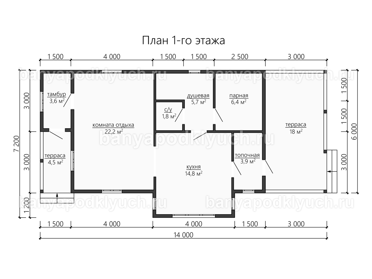 Каркасная баня 14x7.2 м Каркасная баня 14x7.2 м